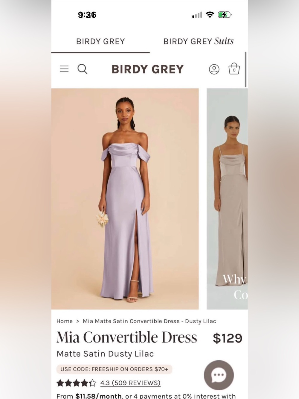 Birdy Grey Mia Convertible Dress in Dusty Lilac (Brand New!)